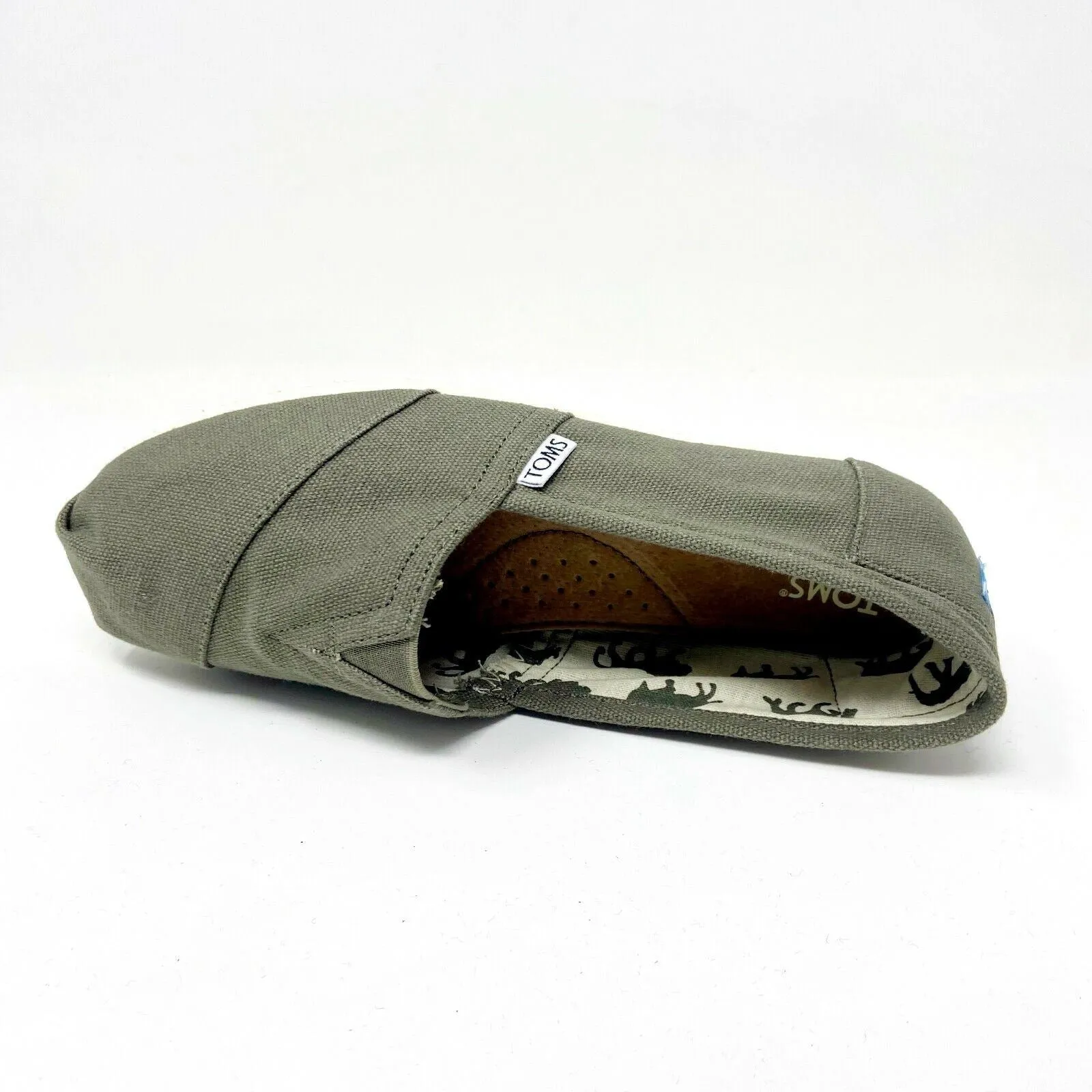 Toms Classics Olive Canvas Womens Size 5 Slip On Casual Canvas Flat Shoes