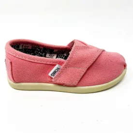 Toms Classics Pink Tiny Toddler Slip On Casual Canvas Flat Shoes