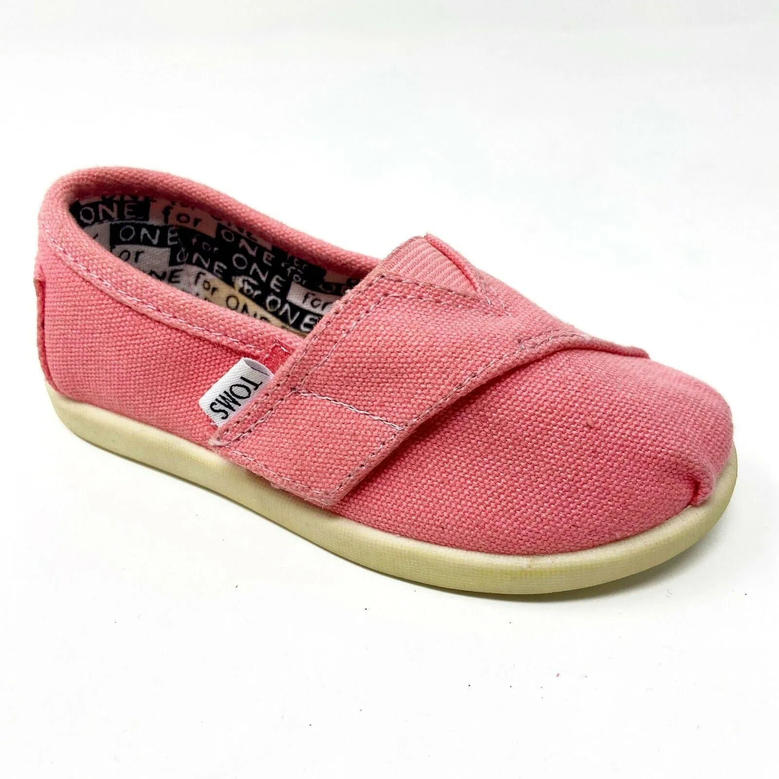Toms Classics Pink Tiny Toddler Slip On Casual Canvas Flat Shoes