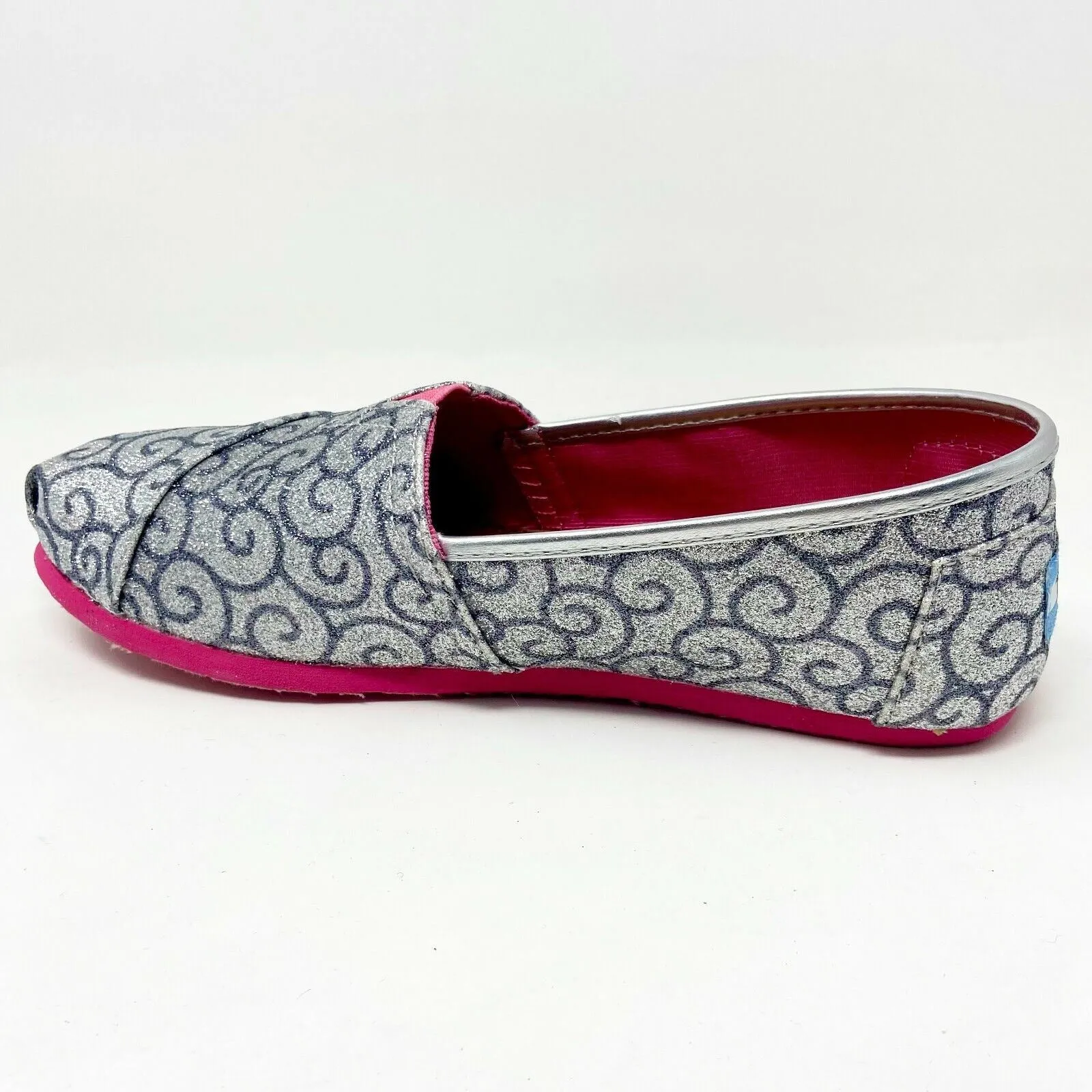 Toms Classics Silver Swirl Pattern Youth  Slip On Casual Canvas Flat Shoes