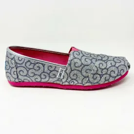 Toms Classics Silver Swirl Pattern Youth  Slip On Casual Canvas Flat Shoes