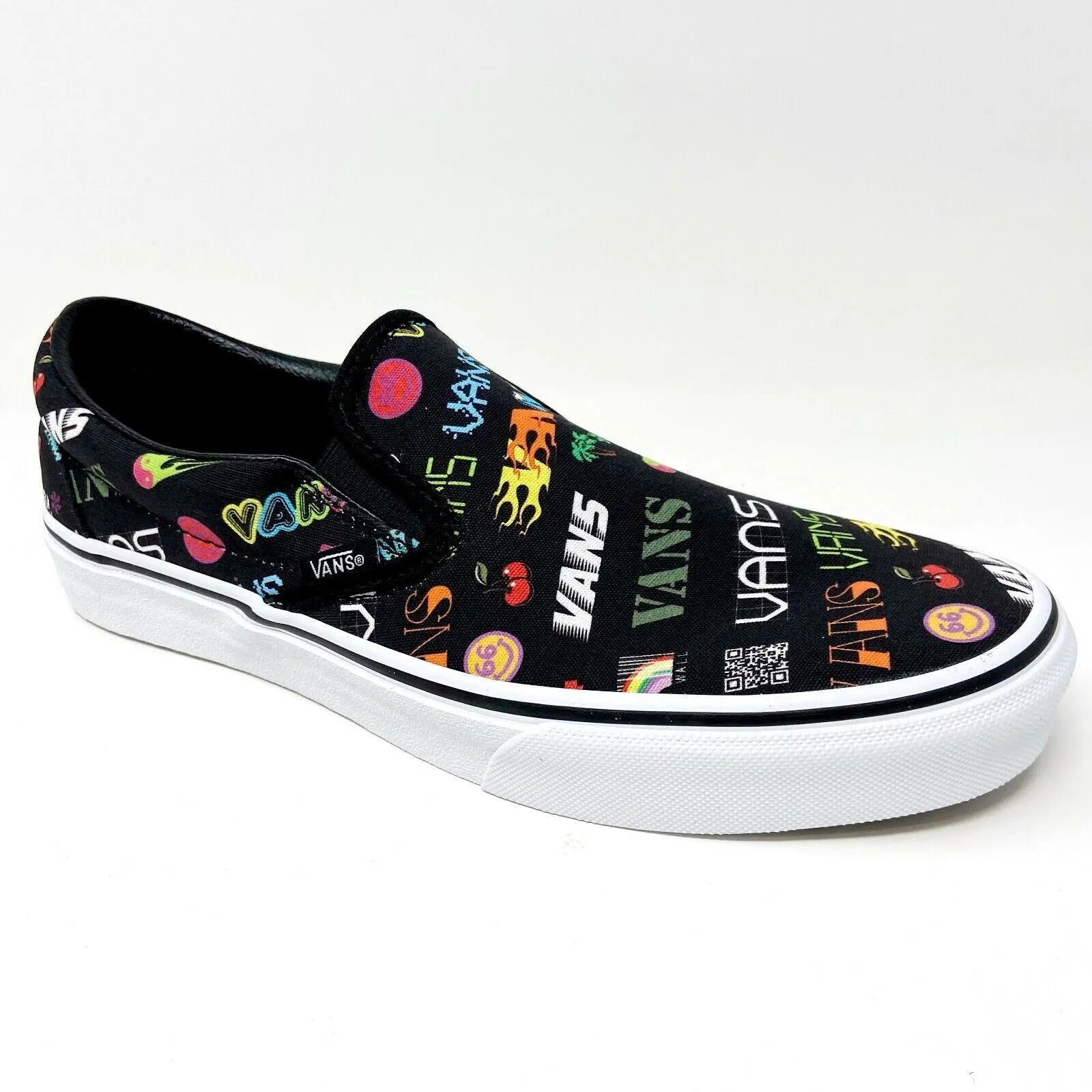 Vans Classic Slip On (Disruptive) Black True White Womens Casual Shoes