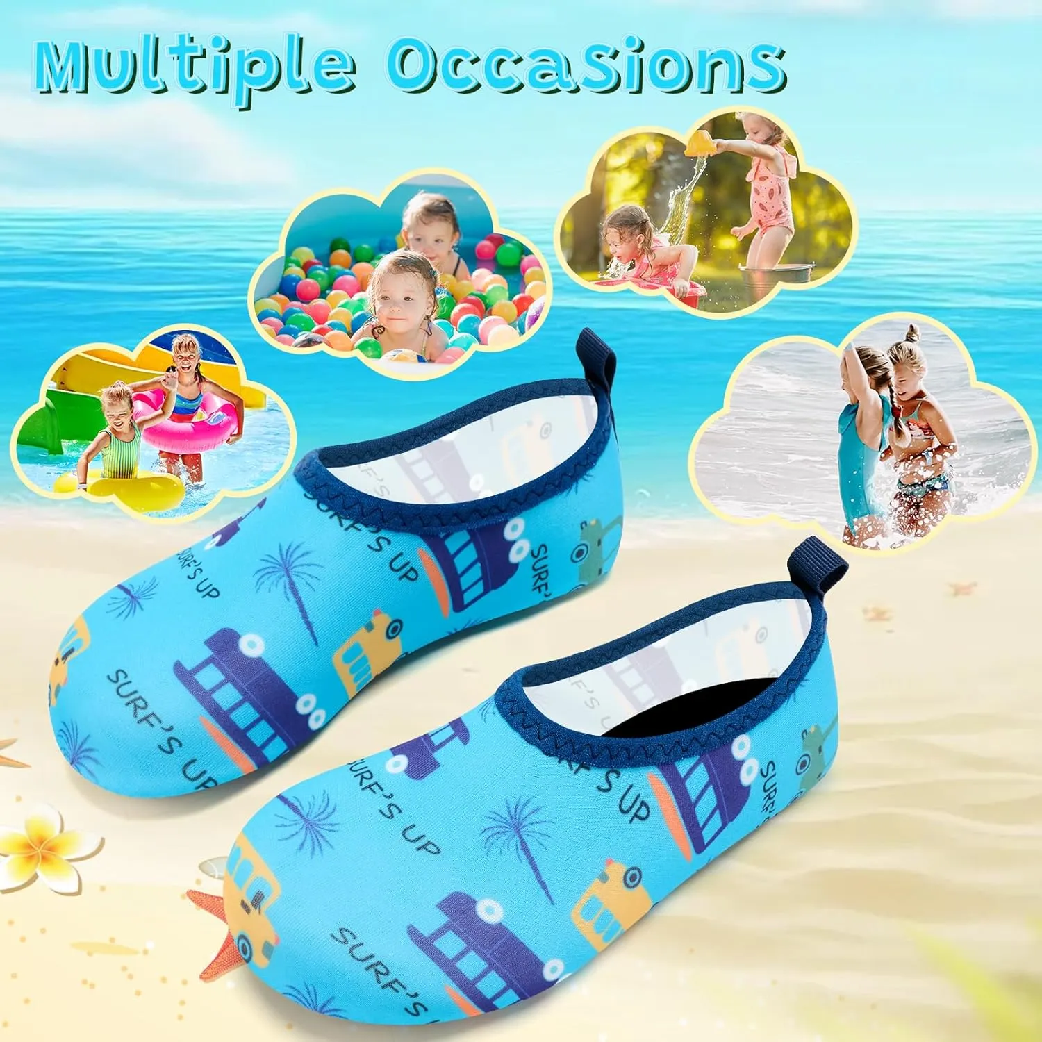 VIFUUR Kids Water Shoes Girls Boys Quick Dry Aqua Socks for Beach Swim Outdoor Sports