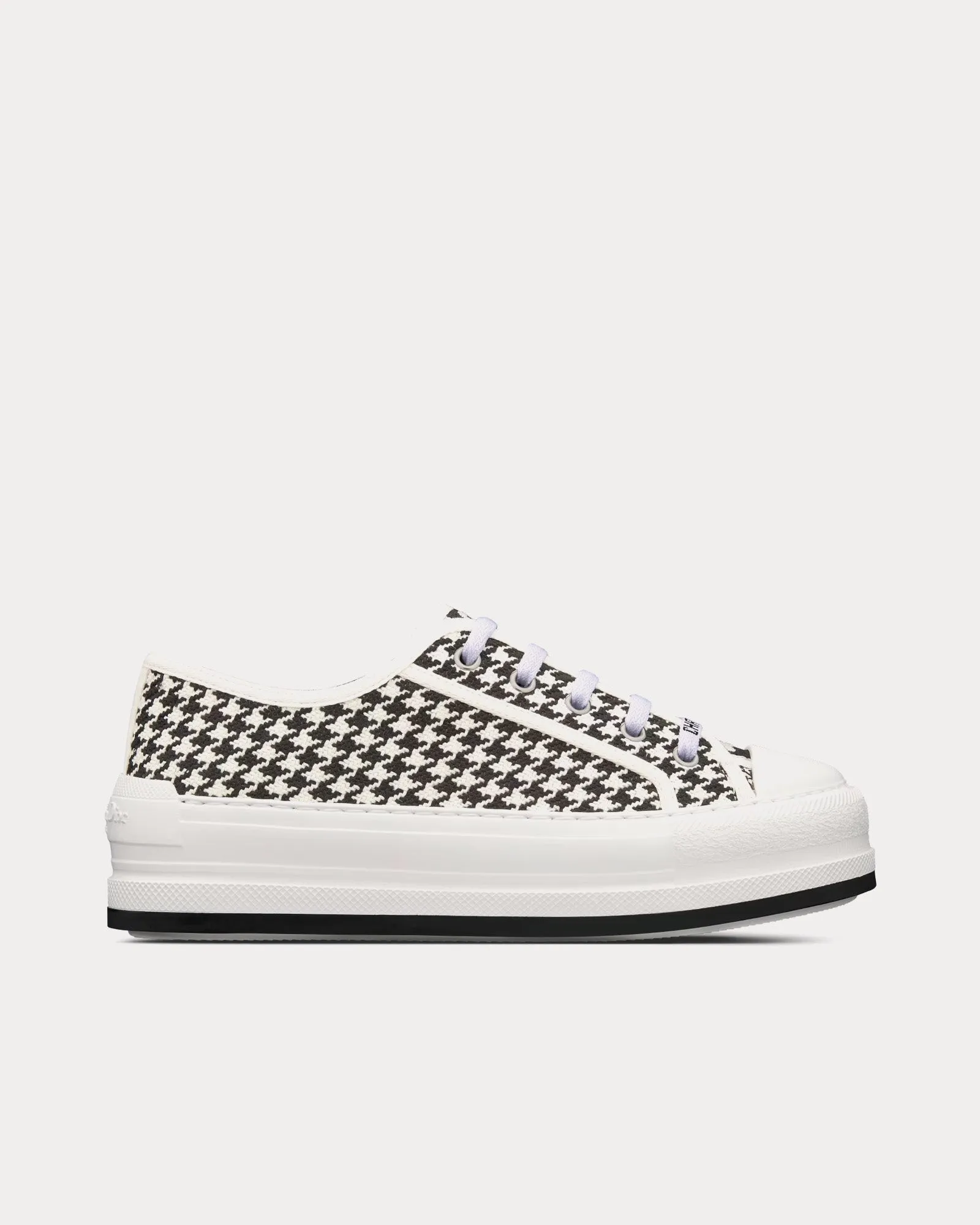 Walk'n'Dior Platform Black and White Micro-Houndstooth Embroidered Cotton Low Top Sneakers