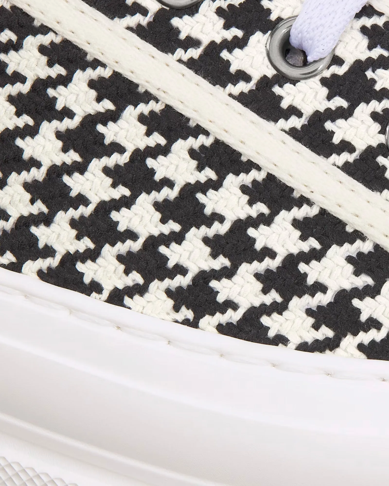 Walk'n'Dior Platform Black and White Micro-Houndstooth Embroidered Cotton Low Top Sneakers