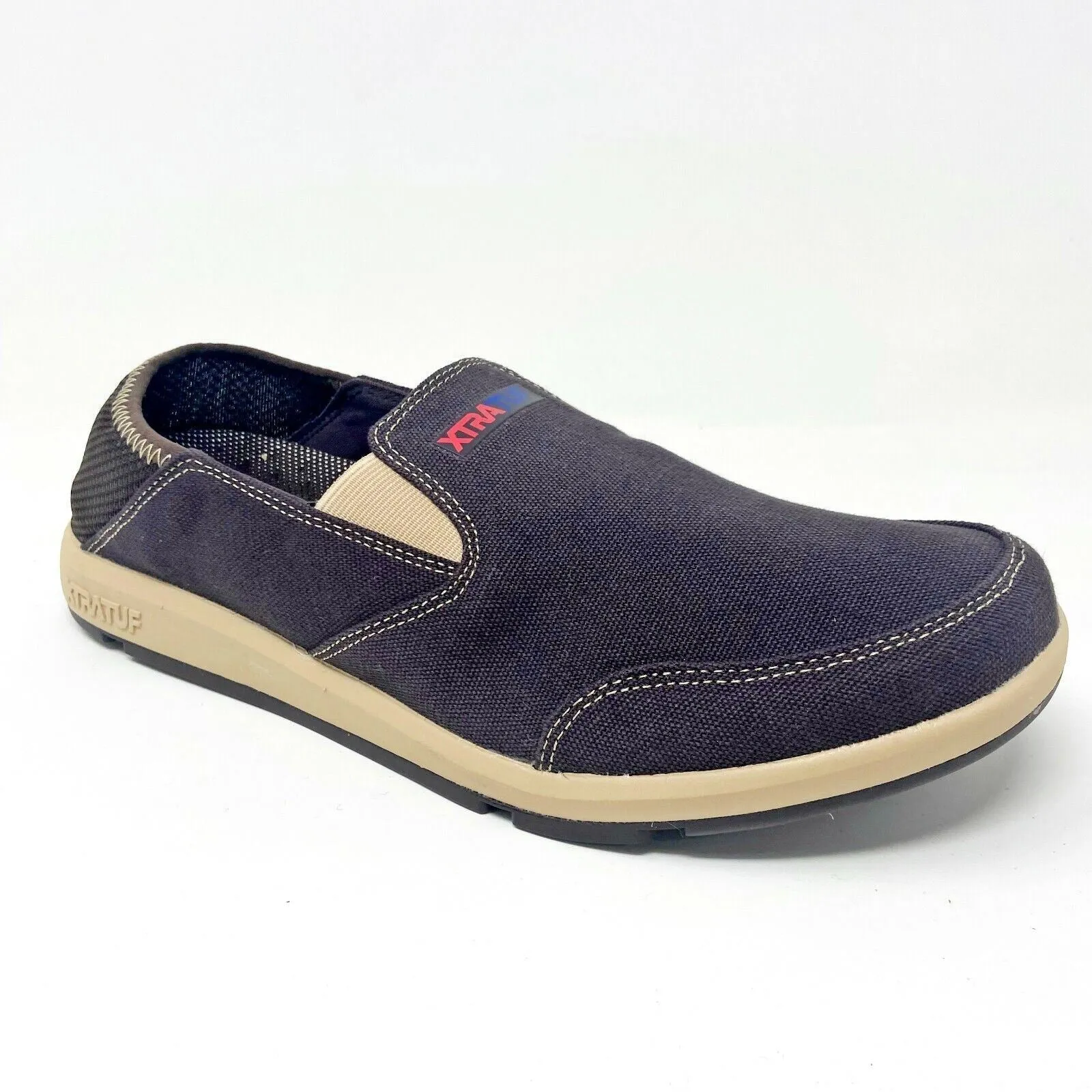 XtraTuf Yellowtail Chocolate Tan Slip Resistant Mens Slip On Canvas Work Shoes