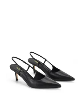 Yohana Heeled Slingback - Black Leather